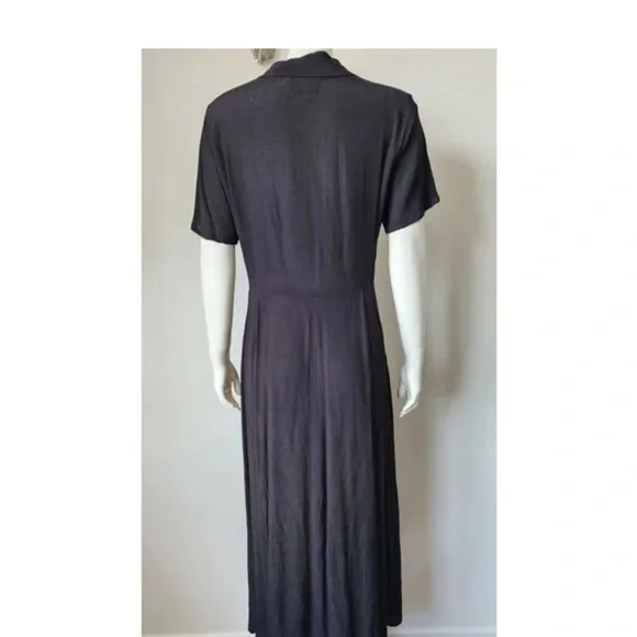 Flax by Jeanne Engelhart Women's Vintage Short Sleeve
Midi Dress Pockets Black L - Picture 4 of 16
